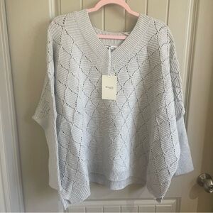 Miracle Soft Gray Diamond Knit V-Neck Sweater